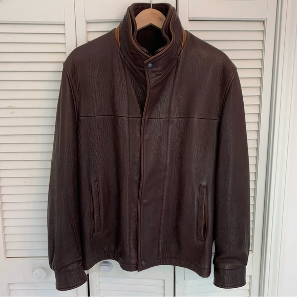 Castellon Men’s Leather Bomber Jacket 40 USA Made Wool Cashmere Flight Style - Picture 1 of 16